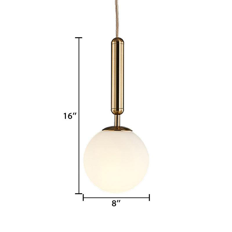 Modern Gold Kitchen Pendant Light With White Glass Shade 1-Light Multiple Sizes