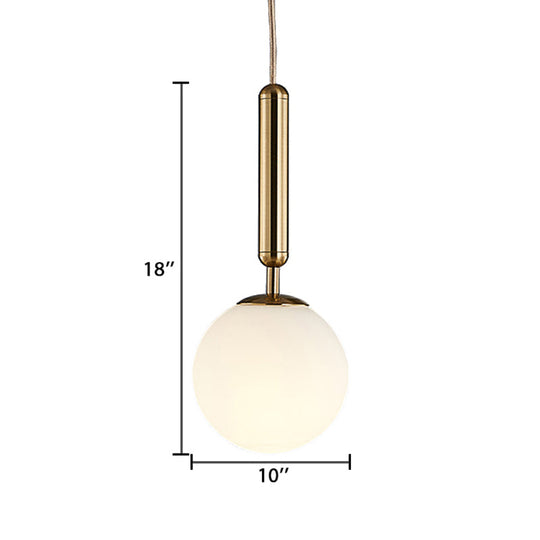 Modern Gold Kitchen Pendant Light With White Glass Shade 1-Light Multiple Sizes