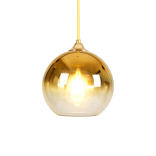 8/10/12 Nordic Glass Globe Pendant Lighting - 1-Light Sliver/Gold/Rose Gold Hanging Light