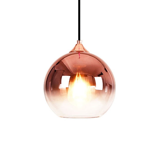 8/10/12 Nordic Glass Globe Pendant Lighting - 1-Light Sliver/Gold/Rose Gold Hanging Light
