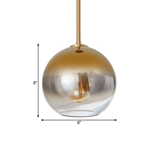 Nordic Glass Globe Pendant Lighting - 1 Light Sliver/Gold Finish 8/10/12W