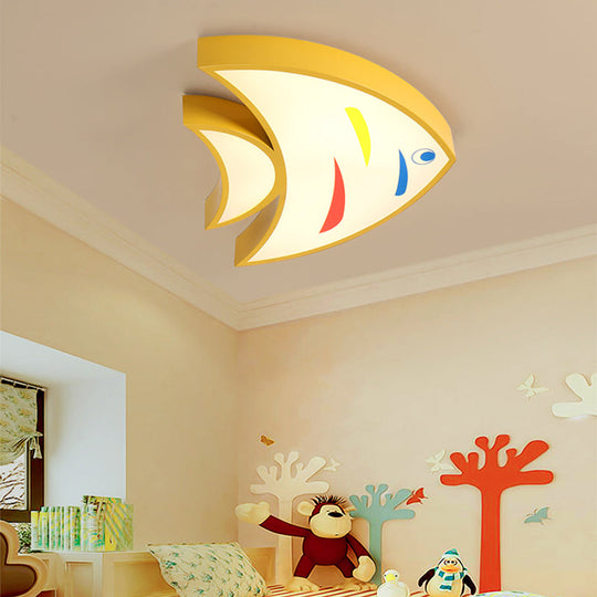 Bright Fish Pendant Light: Vibrant Acrylic Hanging For Kindergarten Hallway Yellow / 17’ Warm