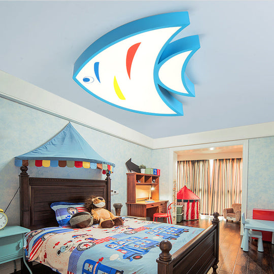 Bright Fish Pendant Light: Vibrant Acrylic Hanging For Kindergarten Hallway Blue / 17 White