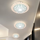 Bloom Flush Mount Lamp - 7’/9’ Minimal Clear Crystal Led White Close To Ceiling Lighting For