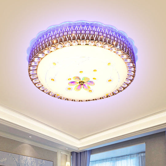Opal Glass Bowl Flush Mount Light With Simple Gold Floral Pattern Led Close To Ceiling Lamp In