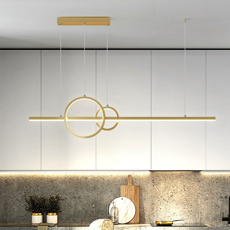 Led Restaurant Island Pendant - Contemporary Black/Gold Metal Shade With Warm/White Lighting Gold /