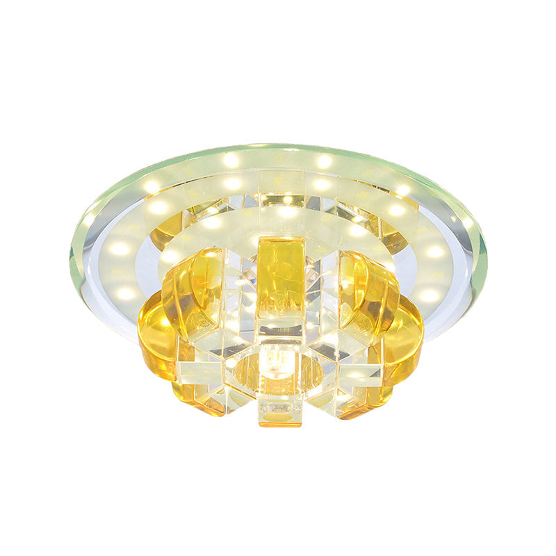 Gold Led Crystal Flush Mount Light For Hallways - Minimalist Pumpkin Design