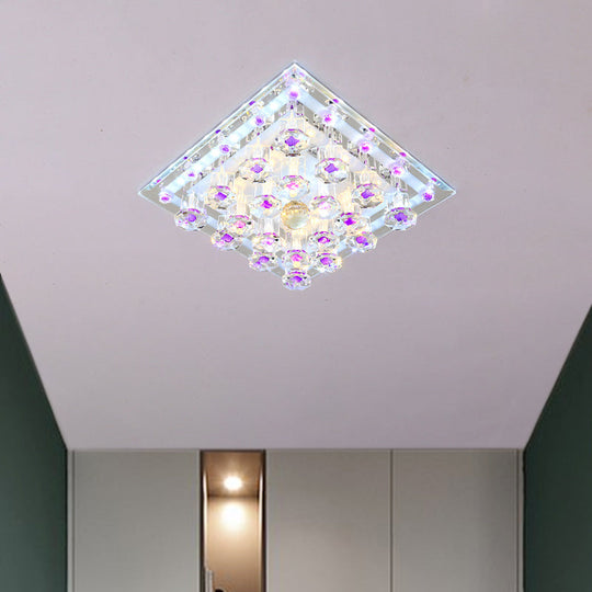 Contemporary Purple Crystal Ceiling Light - 7’/9.5’ Flush Mount Led For Corridor In Warm/White