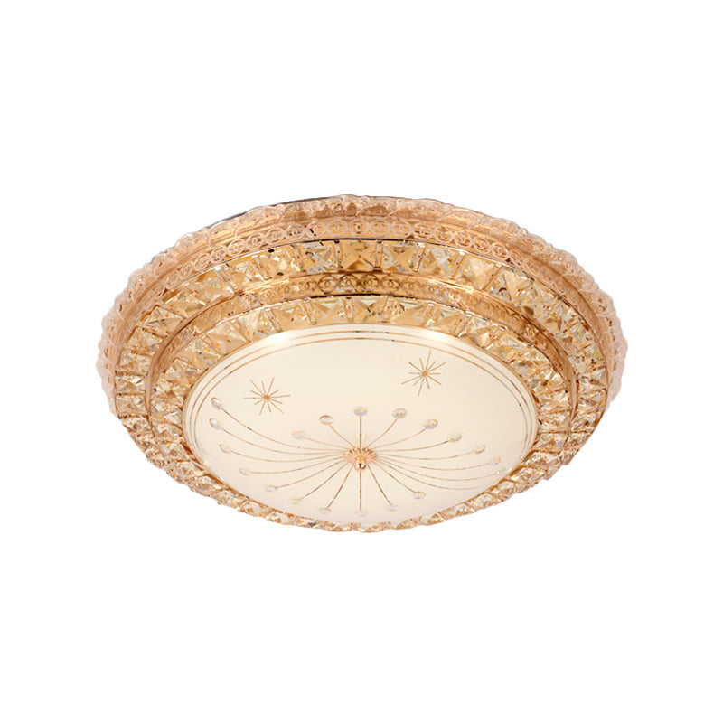 Modern Gold Led Bedroom Ceiling Light With Crystal Bowl Shade