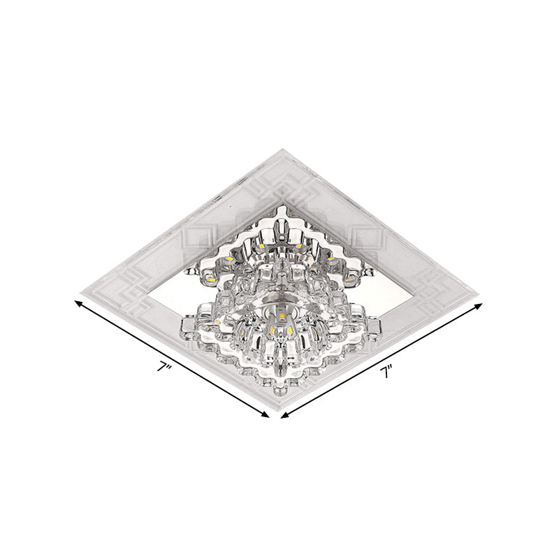 Modern Rhombus Flush Mount Ceiling Light With Clear Crystal Design Led Hallway Lighting Fixture In