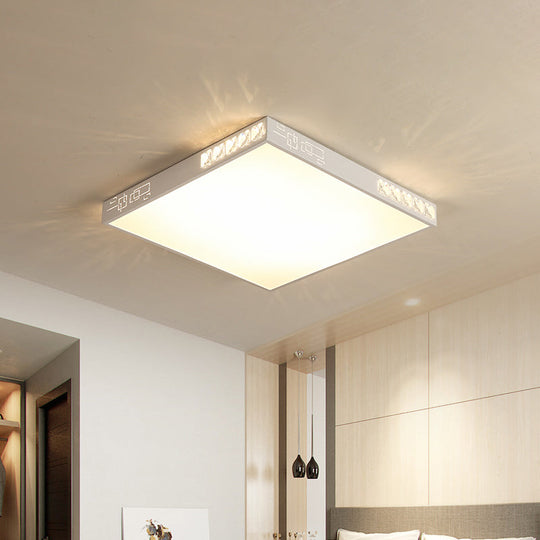 Modern Square Led Flush Mount Light In White - 16’/19.5’ Wide