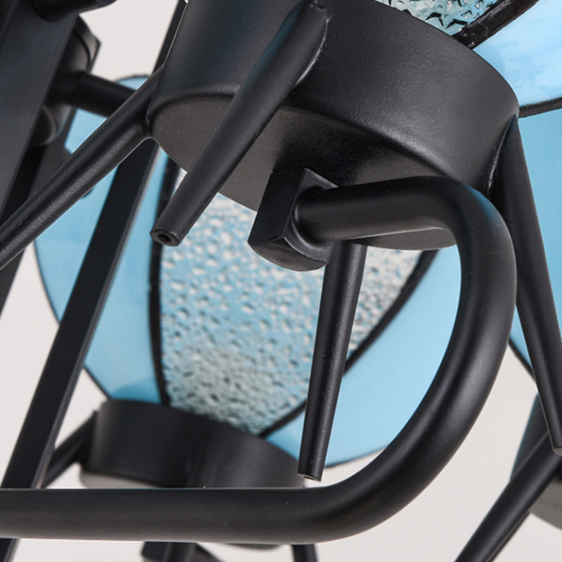 Blue Tiffany Chandelier Lamp - 6/8 Light Bowl Pendant Lighting With Adjustable Chain For Foyer