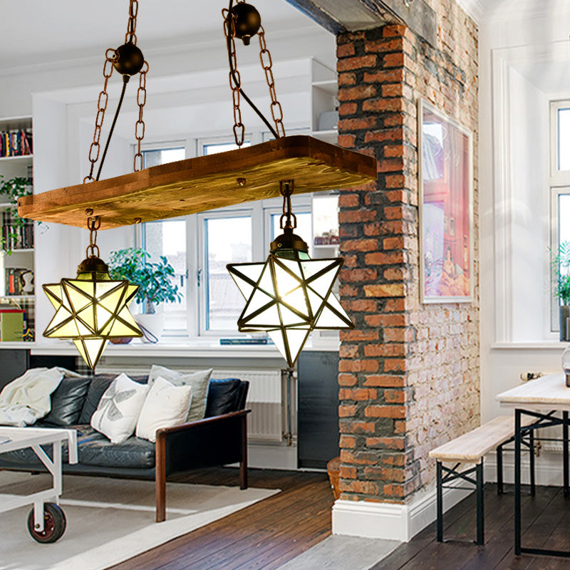 Rustic Star Chandelier With Colorful Glass Indoor Pendant Light (2/3 Lights) For Kitchen 2 / Rust
