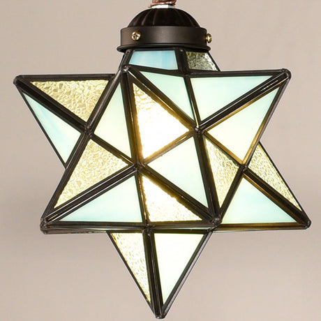 Rustic Star Chandelier Lamp - Wooden Board Design Colorful Glass Perfect For Kitchen