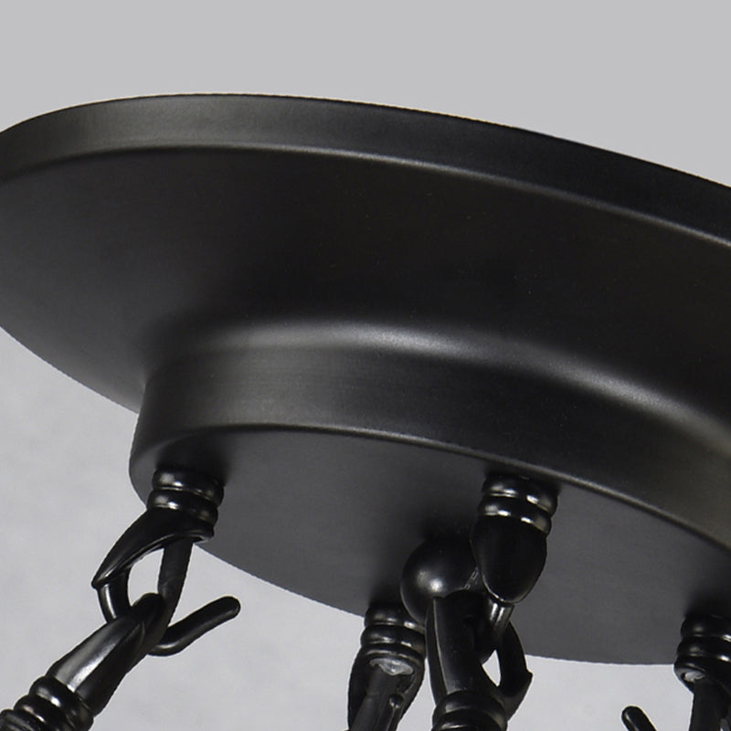 Tiffany Lodge Pendant Light - Stained Glass Drum Chandelier With Leaf Accent Adjustable Hanging In