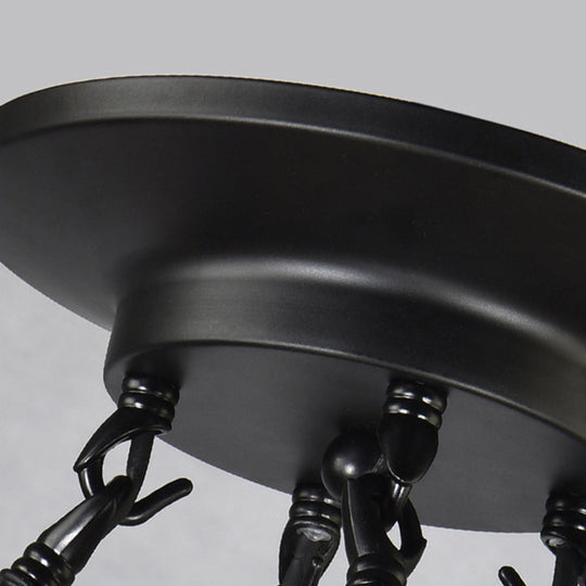 Tiffany Lodge Pendant Light - Stained Glass Drum Chandelier With Leaf Accent Adjustable Hanging In