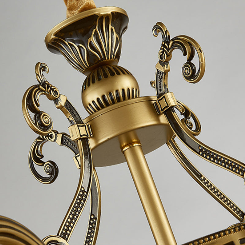 Mosaic Design Tiffany Chandelier With 6/8 Lights In Aged Brass And White Glass Pendant