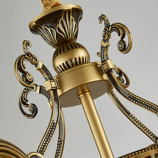 Mosaic Design Tiffany Chandelier With 6/8 Lights In Aged Brass And White Glass Pendant