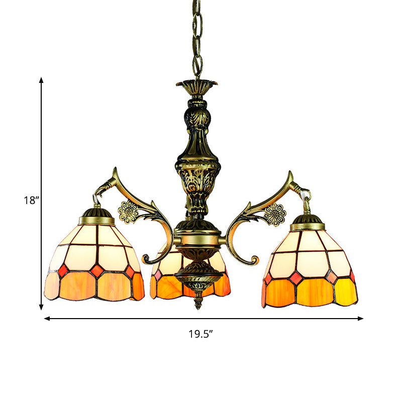 Vintage Stained Glass Ceiling Light With Multiple Bulb Options - Yellow Semi-Globe Design For