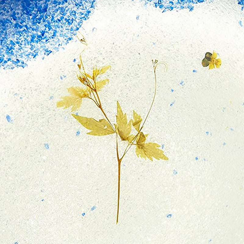 Mediterranean Beach Flush Ceiling Light - Yellow/Blue Stained Glass Lamp