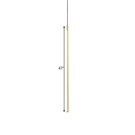 Minimalist Metallic Led Linear Pendant Lamp In Black/Gold With Warm/White Light - Suspended
