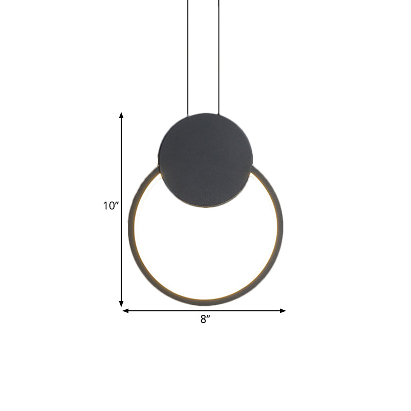 Modern Metal Ceiling Pendant Lamp Kit - Led Black Hanging Light In Warm/White For Bedroom