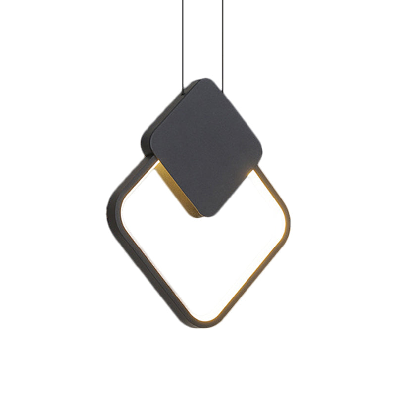 Modern Metal Ceiling Pendant Lamp In Led Black For Bedroom - Warm/White Light