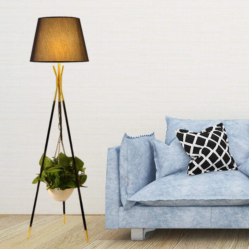 Modern Tripod Floor Lamp With Black/White/Flaxen Drum Shade Ideal For Reading And Warehouse Lighting