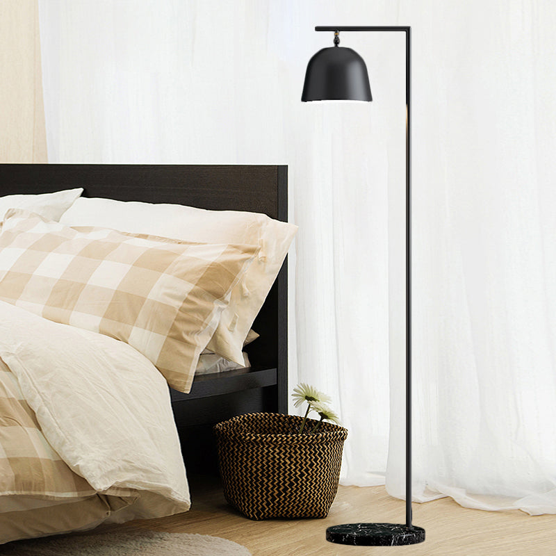 Minimal Metal Bucket Floor Reading Light For Bedroom - 1-Light Black/Gold