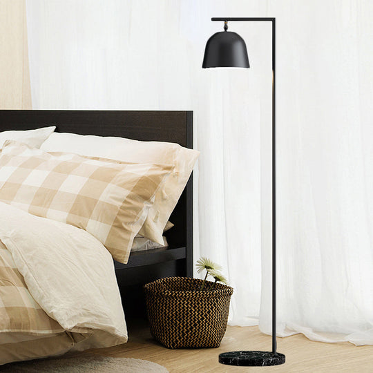 Minimal Metal Bucket Floor Reading Light For Bedroom - 1-Light Black/Gold