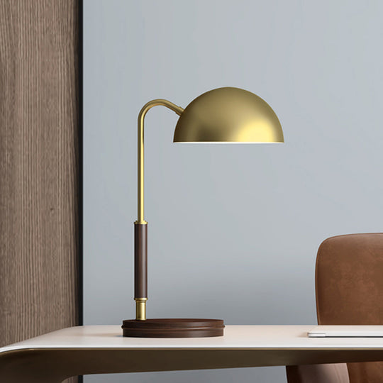 Aubrey - Bronze Metal Dome Shade Table Lighting Simple 1 Head Brown Finish Night Lamp With Curvy