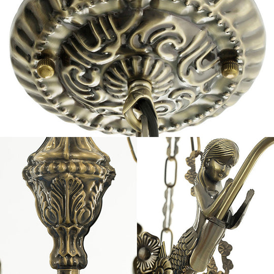 Tiffany Style Domed Chandelier - Mermaid Blue Ceiling Lamp With Cut Glass 7/9 Lights