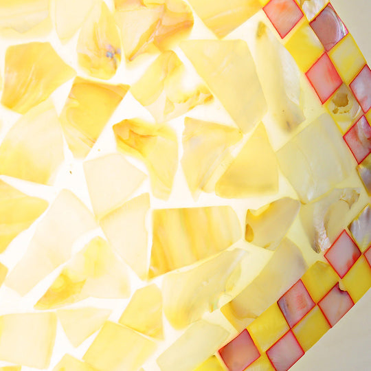 Curved Shell Ceiling Light With Tiffany Mosaic Design And Led - 12’/16’ For Corridor