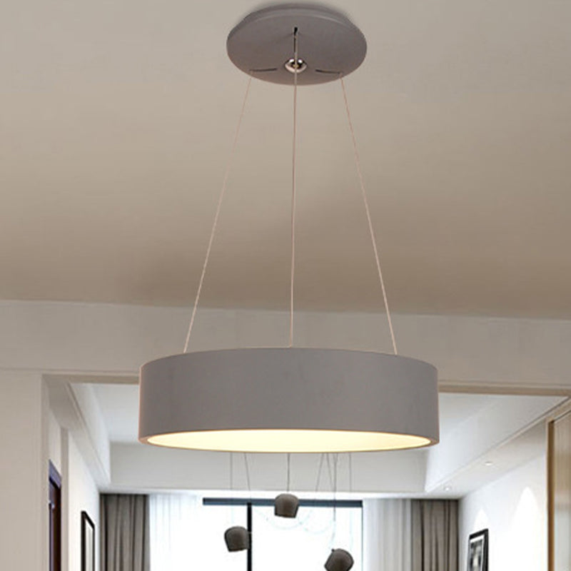 Minimalist Grey Led Pendant Lamp: Aluminum Round Ceiling Light For Dining Table