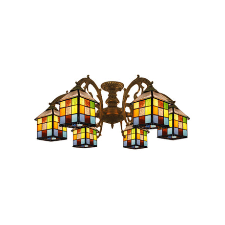 Vintage Tiffany Stained Glass Chandelier For Restaurant & Library - 3/5/6 Lights