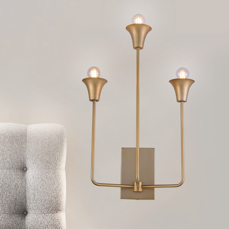 Luxurious Metal Bell Sconce Light Fixture 3-Bulb Wall Mounted Lighting In Elegant Gold