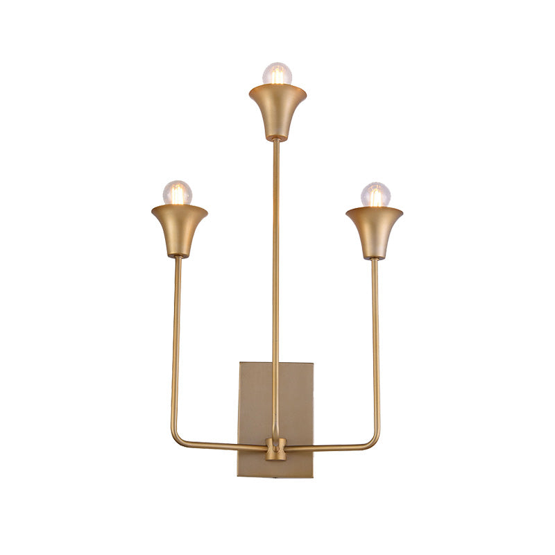 Luxurious Metal Bell Sconce Light Fixture 3-Bulb Wall Mounted Lighting In Elegant Gold