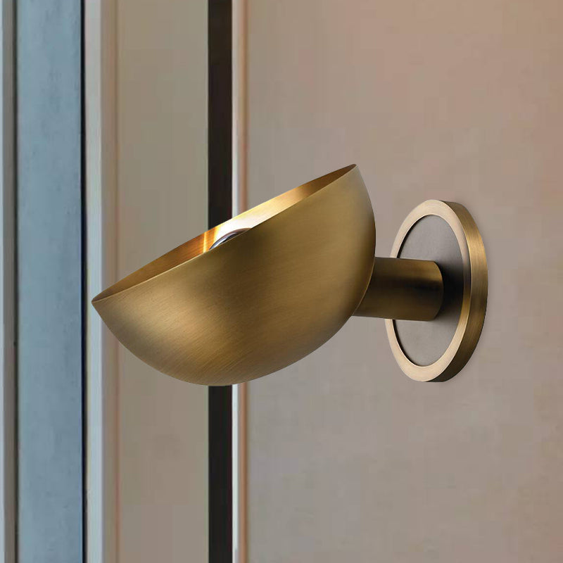 Gold Colonial Dome Metal Wall Lamp - 1 Bulb Sconce For Living Room