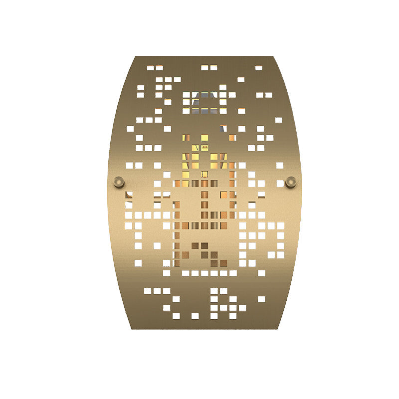 Colonialist Gold Metal Wall Sconce With Curved Panel And Cutout Design - Living Room Lighting