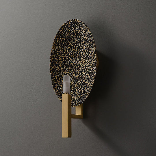 Gold Metal Elliptical Wall Sconce With Luxurious 1-Head Design - Modern Bare Bulb Light