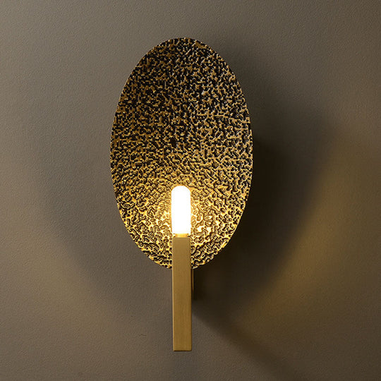 Gold Metal Elliptical Wall Sconce With Luxurious 1-Head Design - Modern Bare Bulb Light
