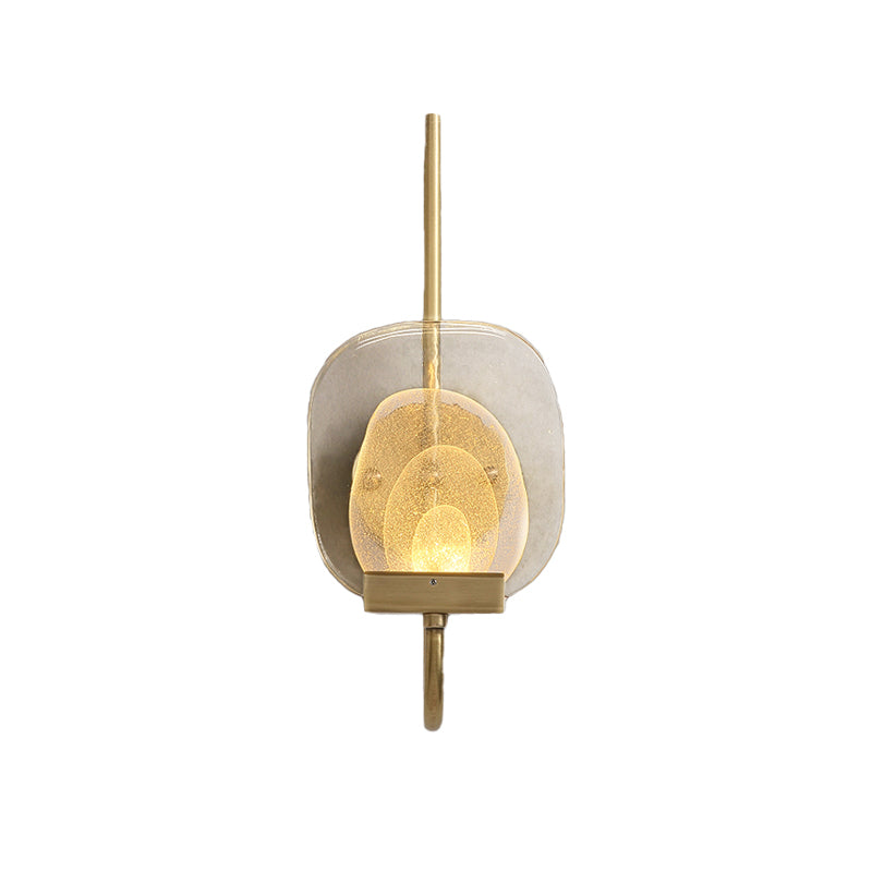 Geometric Clear Glass Wall Light In Gold - Colonialist 1-Head Bedroom Sconce