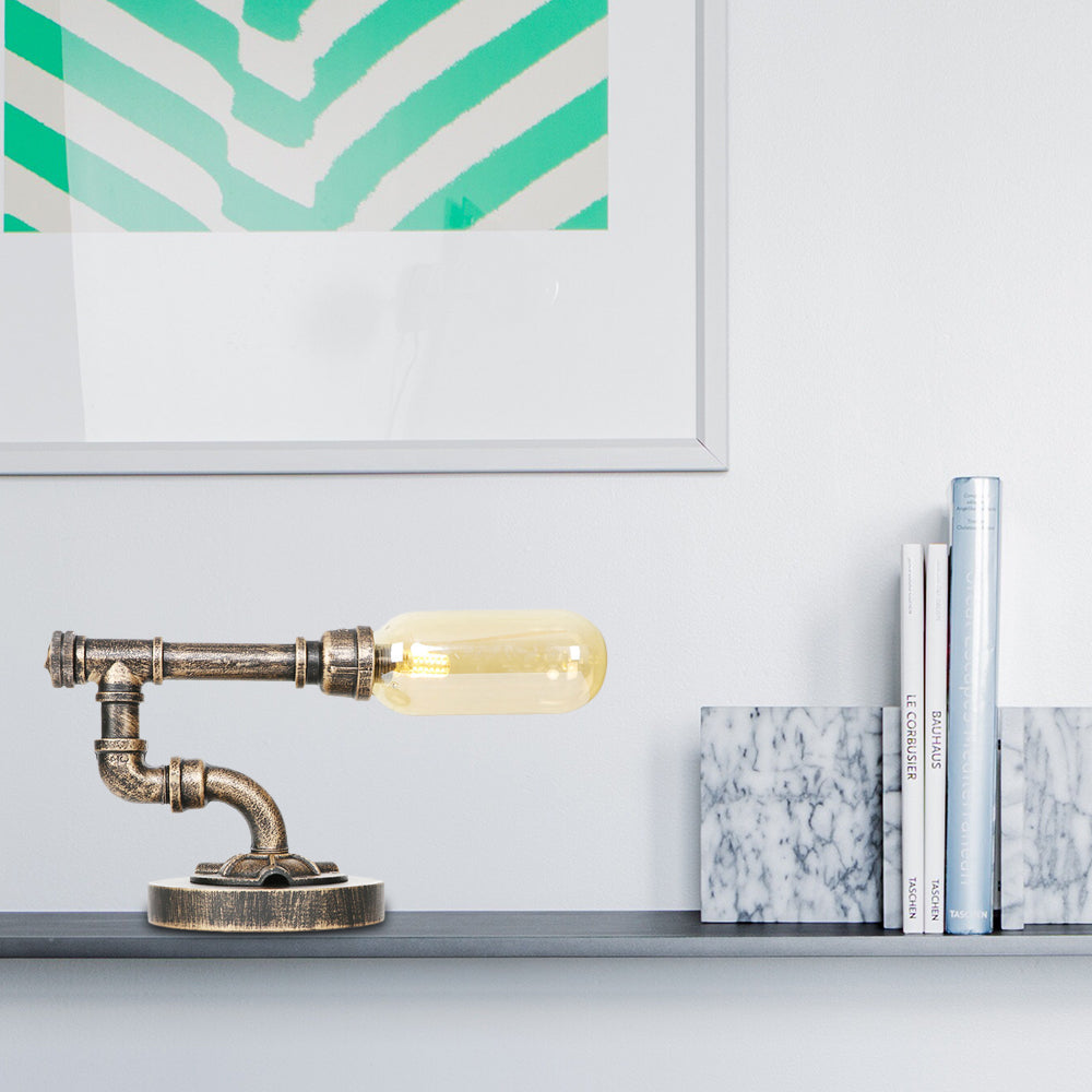 Industrial Amber/Clear Glass Led Night Light With Metal Base - Capsule Bedroom Table Lamp Amber / A