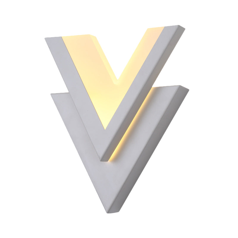 Modern White V-Neck Flush Mount Led Wall Light Sconce In Warm/White