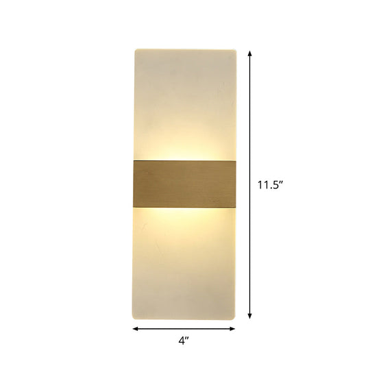 Minimalist Acrylic Wall Sconce With Gold Band And Warm/White Light - Perfect For Bedside