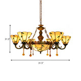 Agate Leaf Chandelier - 7/9/13 Lights Deco Tiffany Style Antique Art Glass Hanging Light Beige Hotel