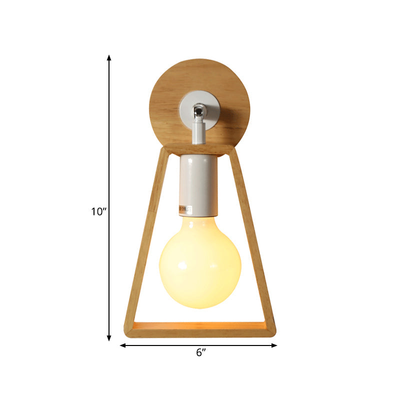 Sleek Wood Wall Lamp With Exposed Bulb: Rotatable Sconce For Bedside Or Ideas Trapezoid Frame