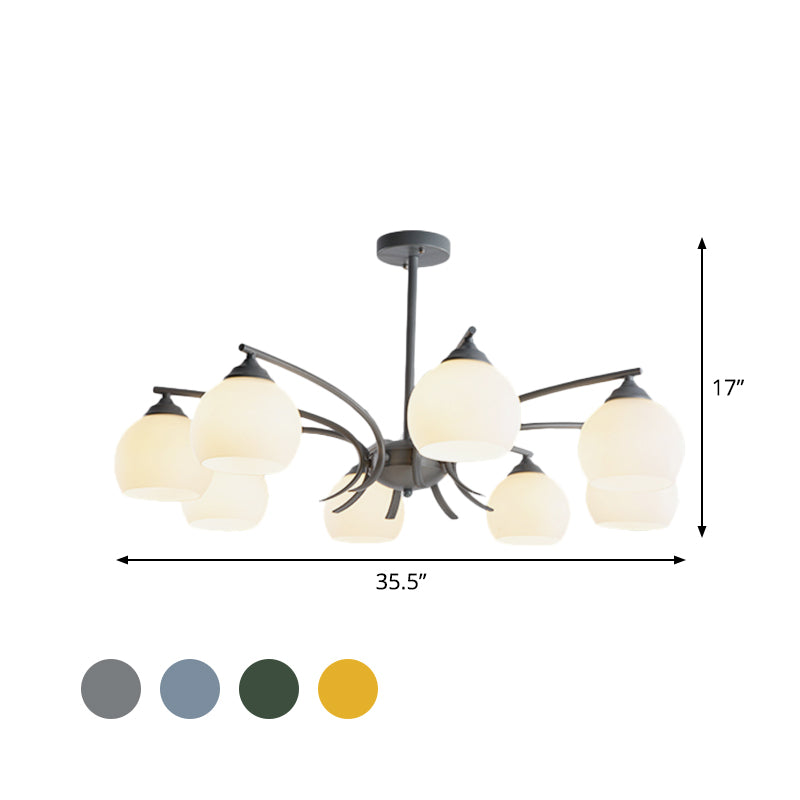 Grace - Opal Sphere Shade Living Room Chandelier Glass 6/8 Lights Macaron Stylish