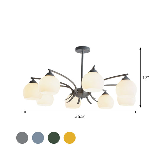 Grace - Opal Sphere Shade Living Room Chandelier Glass 6/8 Lights Macaron Stylish
