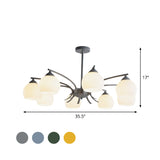Stylish Opal Glass Living Room Chandelier - Sphere Shade 6/8 Lights Macaron-Inspired
